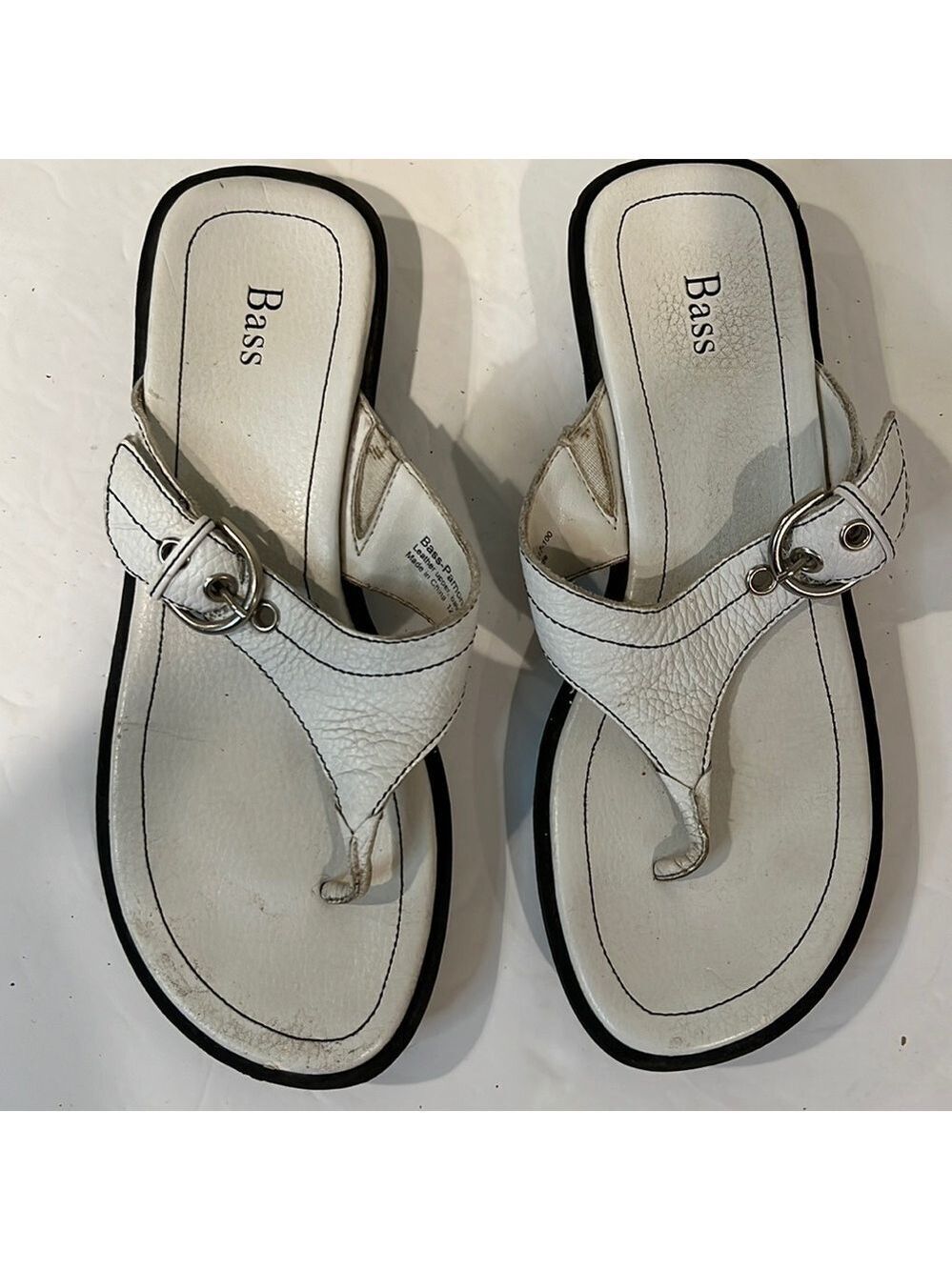 Bass White Sandals Adjustable Strap Size 8